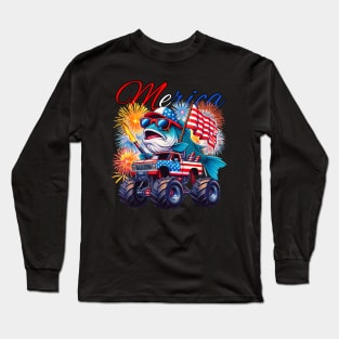 Fish riding monster truck for 4th of july Long Sleeve T-Shirt